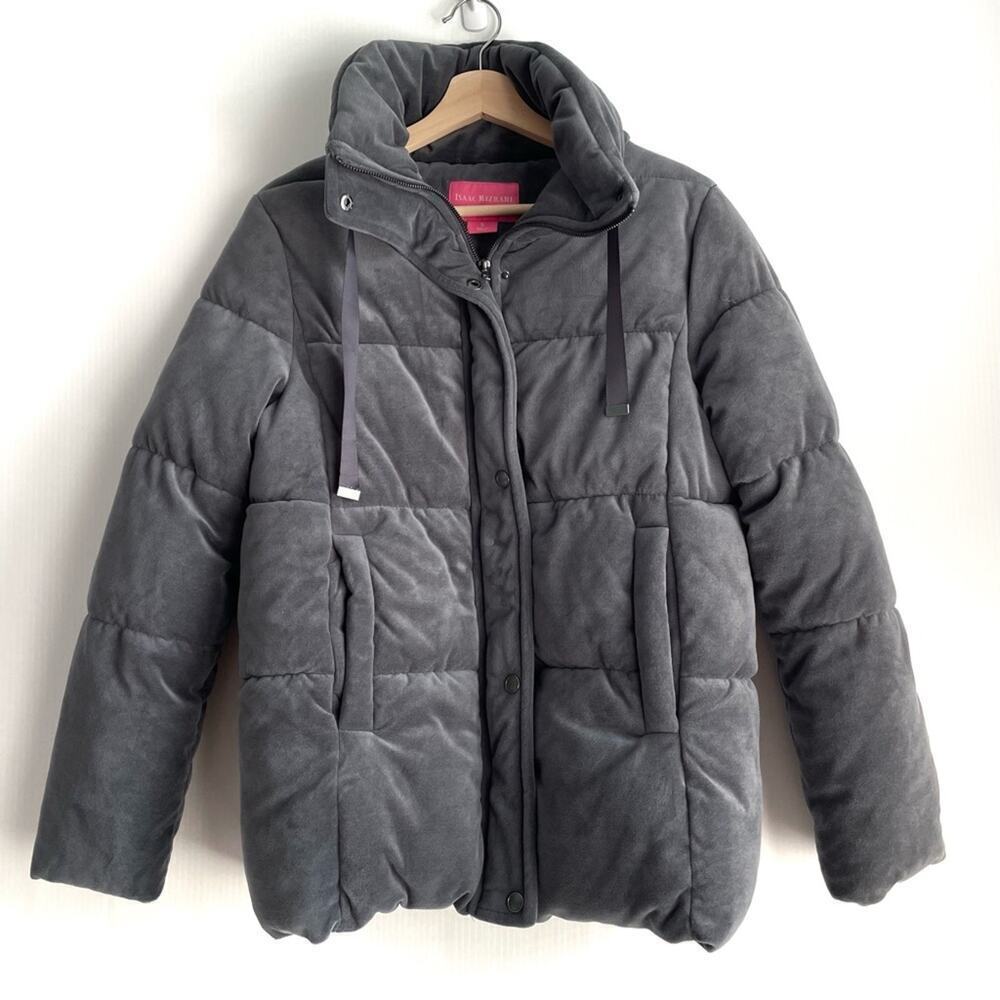 Isaac Mizrahi NY velvet puffer winter jacket grey size small